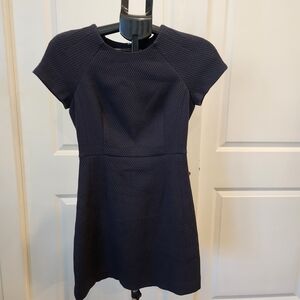 Banana Republic Navy Textured Knit Short Sleeve Fit And Flare Mini Dress